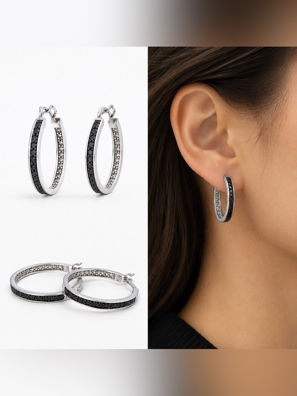 Freida Rothman Natural Diamond Hoop Earrings